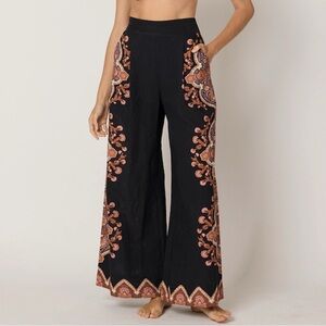 Cleobella NWT Martin Pants Wide‎ Leg in Dark Logos Linen Blend Women’s XS Boho